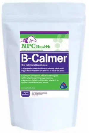 B Calmer calming supplement for horses works to relax muscle and nervous tension. It reduces stress and promotes calm behaviour in your horse.