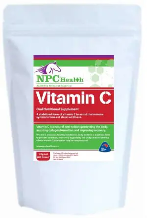 Vitamin C for horses in pure stabilized ascorbate form offering the most potent antioxidant properties for healing of wounds or to support the body during sickness.